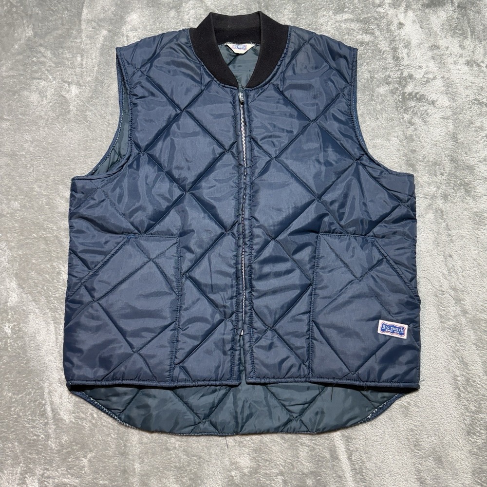 Vintage Big Smith Quilted Workwear Vest - Navy Blue - Made in USA - Men's L